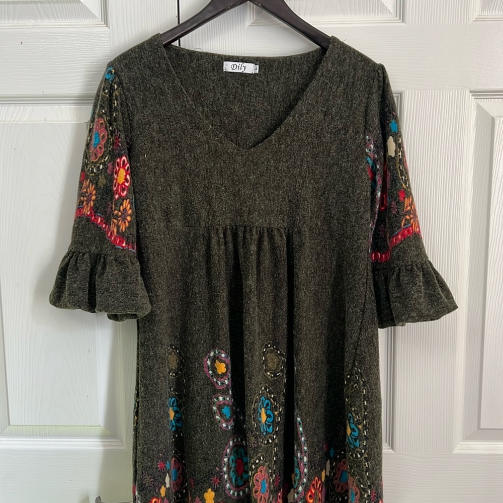 Multi-colored dress.